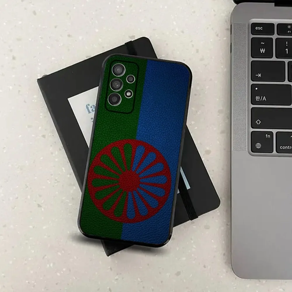 Gypsy Romani Roma Flag Phone Case For Samsung S24,S21,S22,S23,S30,Ultra,S20,Plus,Fe,Lite,Note,10,9,5G Black Soft Cover