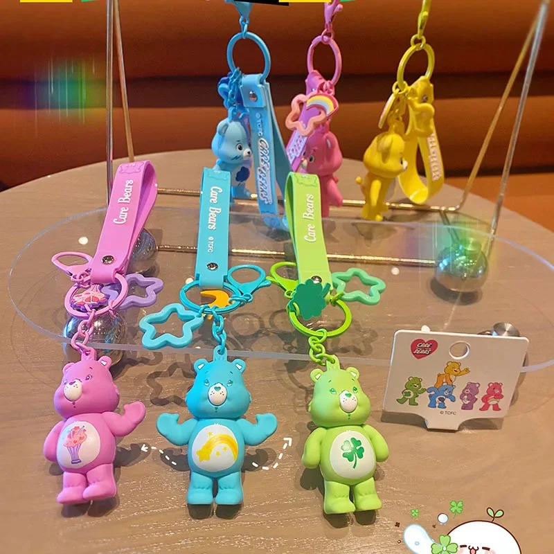 

Kawaii Care Bears Anime Candy Color Teddy Bear Keychain Backpack Pendant Teddy Bear Decoration Cute Bag Decoration Toy Girl Gift