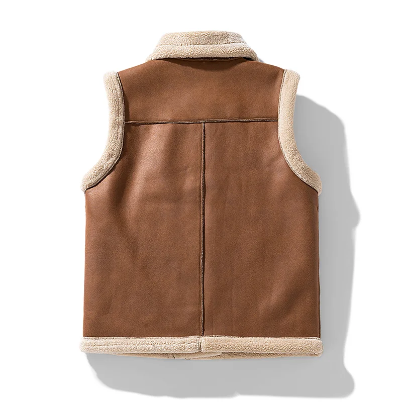 2024 Winter Man Solid Color Vest Jackets Light Keep Warm Fleece Tops New Flip Collar Thickening Simplicity Comfortable Coats Man