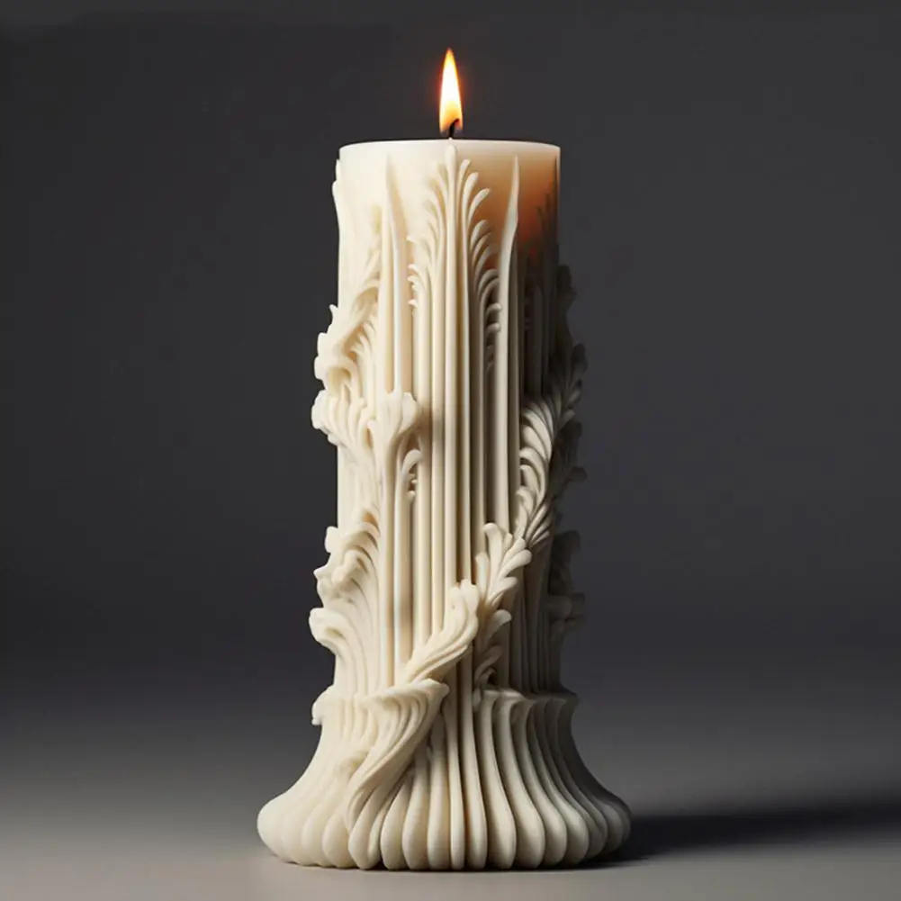 Wave cylindrical candle silicone mold with irregular geometric shape twisted stripes cylindrical candle mold resin gypsum mold