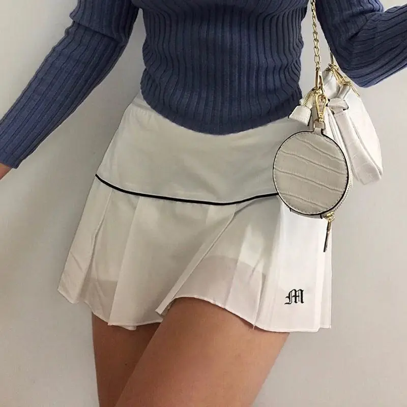 

Women's High Waisted Retro Mini Skirt, Y2K Clothing, Korean Tennis, Student, White Design, Dance Skirt, Sexy, Summer, on Sale