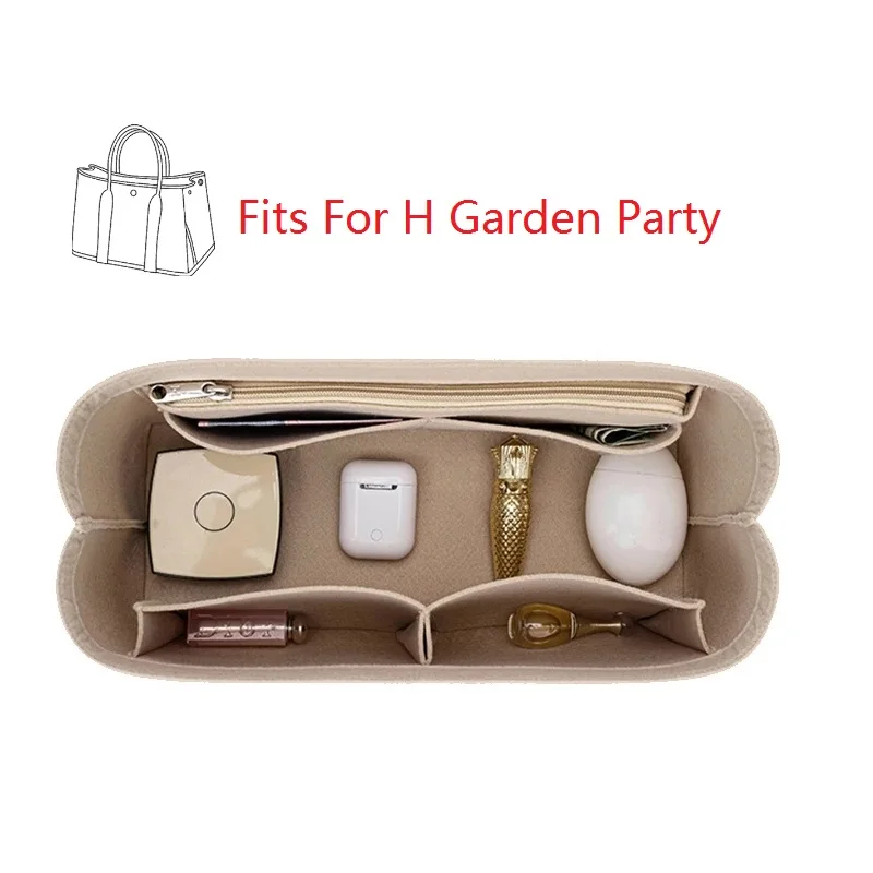 KYOROKU Felt Insert Bag For H Garden Party 30 36 Inner Storage Bag Female Purse Organizer Insert With Zip Felt Cosmetic Linner