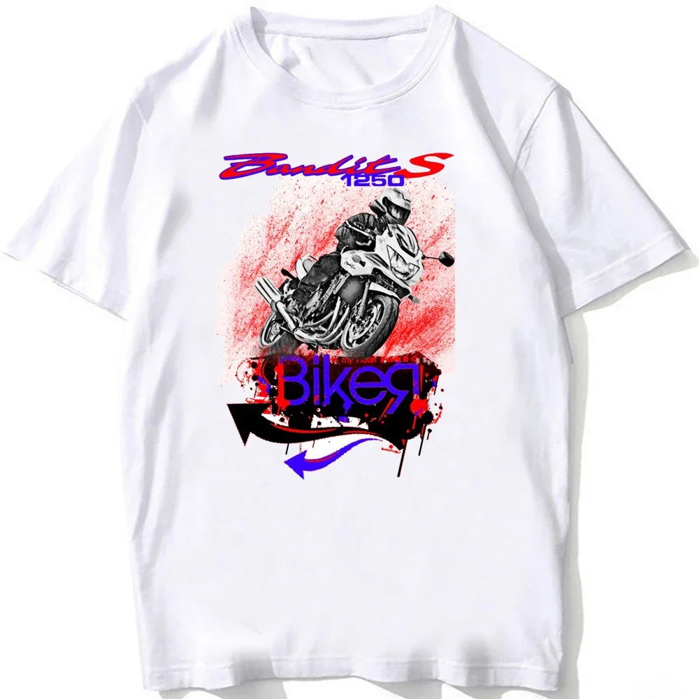 Gsf bandit-camiseta de motocicleta clássica para homens, manga curta, branco, casual, estilo hip hop, aventura motociclista, 1250s, verão