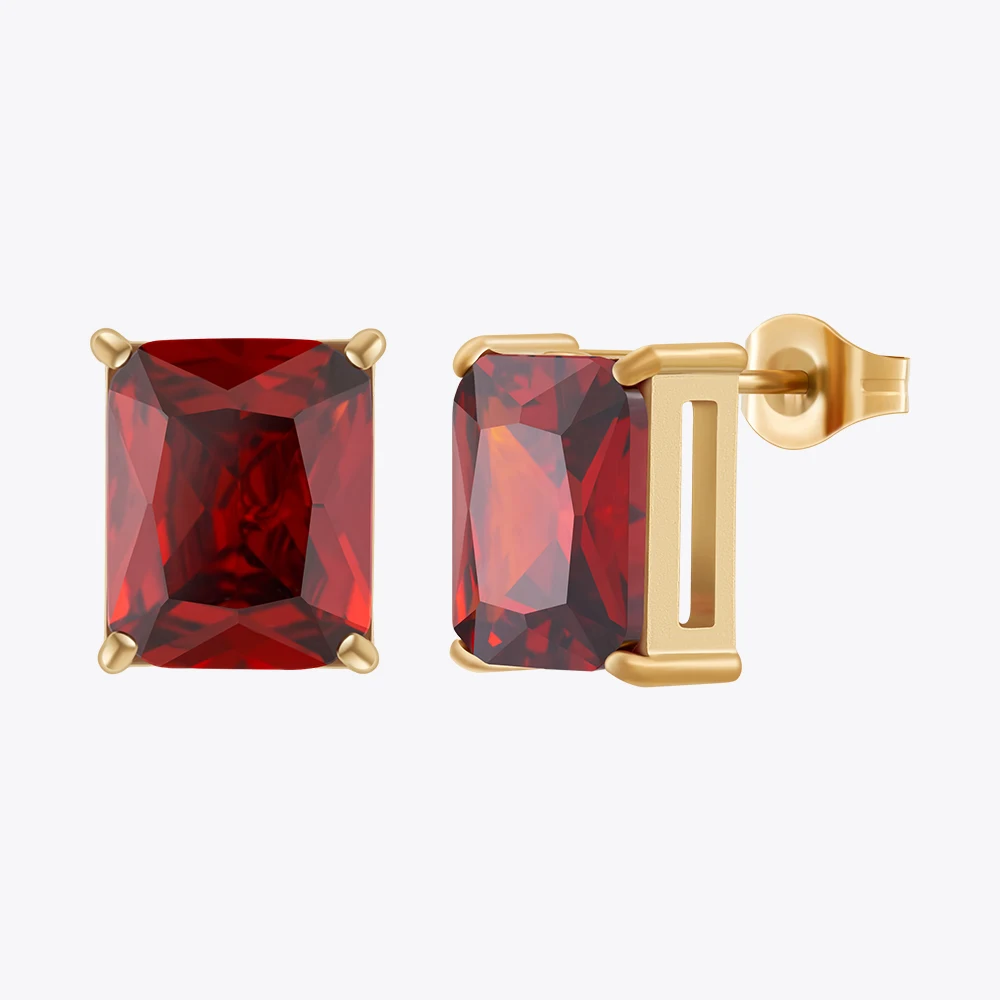 

ENFASHION Aretes De Mujer Square Red Zircon Stud Earrings For Women 18K Plated Gold Color In Earings Fashion Jewelry Party 31455