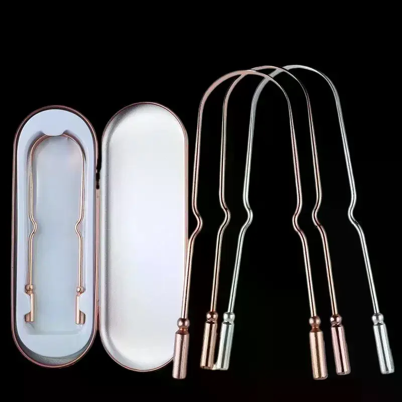 Stainless Steel/Pure Copper Tongue Scraper With Storage Box Oral Cleaner Brush Fresh Cleaning Hygiene High Quality Tongue Scrape