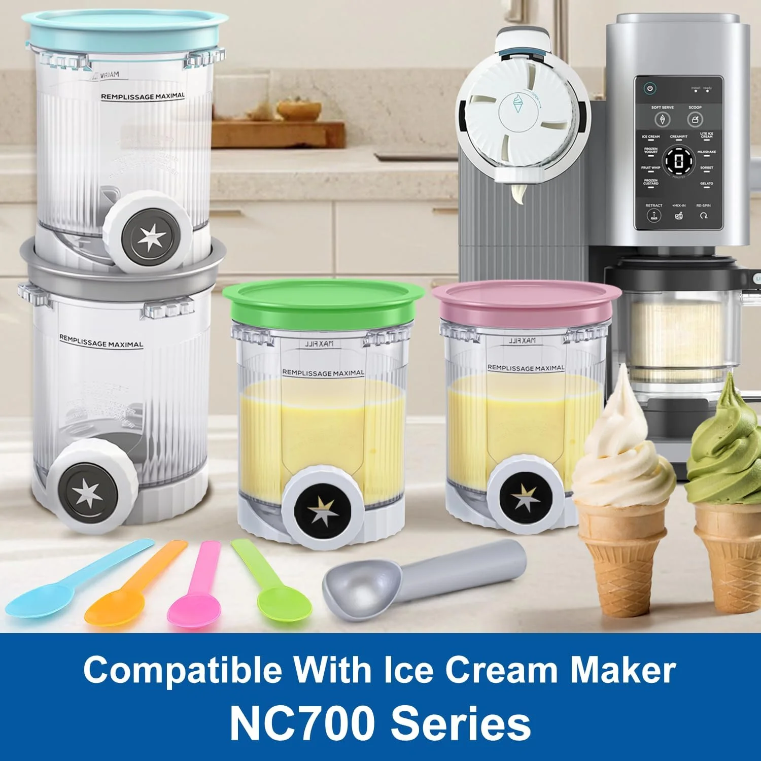 Ersatzbehälter für Ninja Swirl von Creami Pints und Deckel, Creami Swirl Pint Behälter kompatibel mit NC700 NC701 – Detail 3