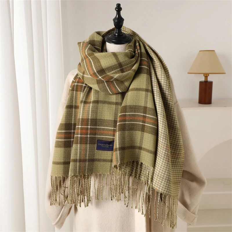 

Новый дизайн, клетчатый кашемировый шарф для мужчин и женщин, шаль с кисточками в полоску, пашмина, теплый зимний шарф, уличные шарфы высокого качества на шею