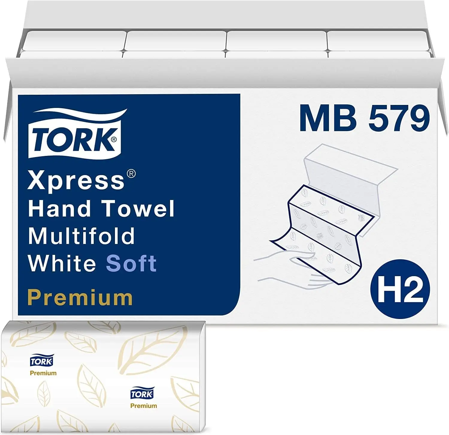 

Tork Premium MB579 Soft Xpress Multifold бумажное полотенце для рук, 3 панели, 2 слоя, ширина 9,125 x 9,5 дюйма, белое (корпус из 16 упаковок,