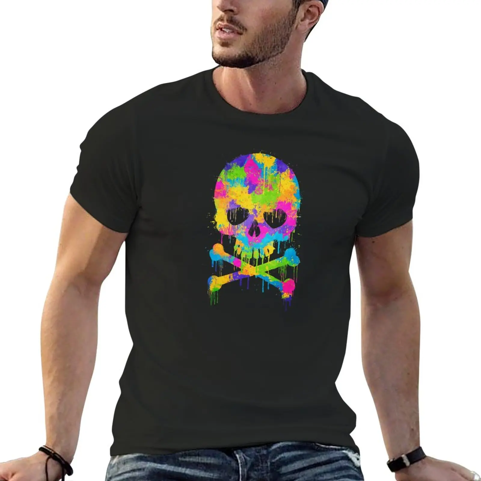 

Abstract Trendy Graffiti Watercolor Skull T-Shirt t shirt man new edition t shirt Men's t shirts