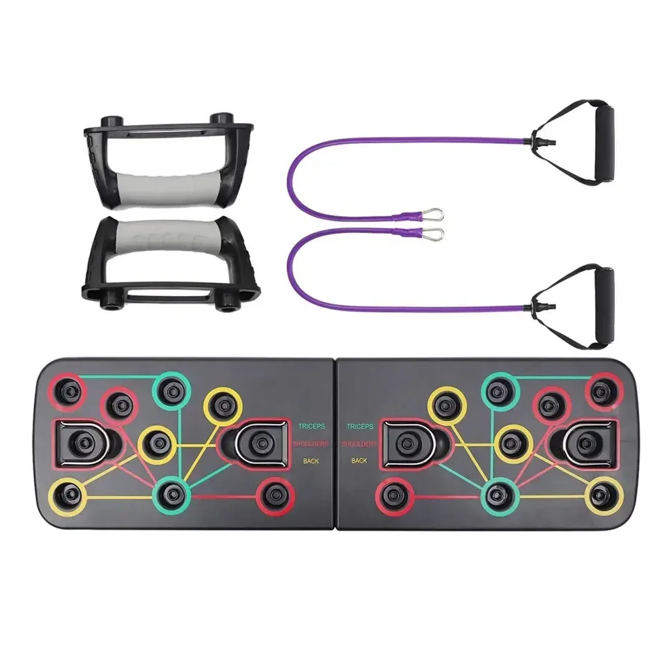 Foldable Abdominal Push Up Board with Resistance Bands Body Training Gear