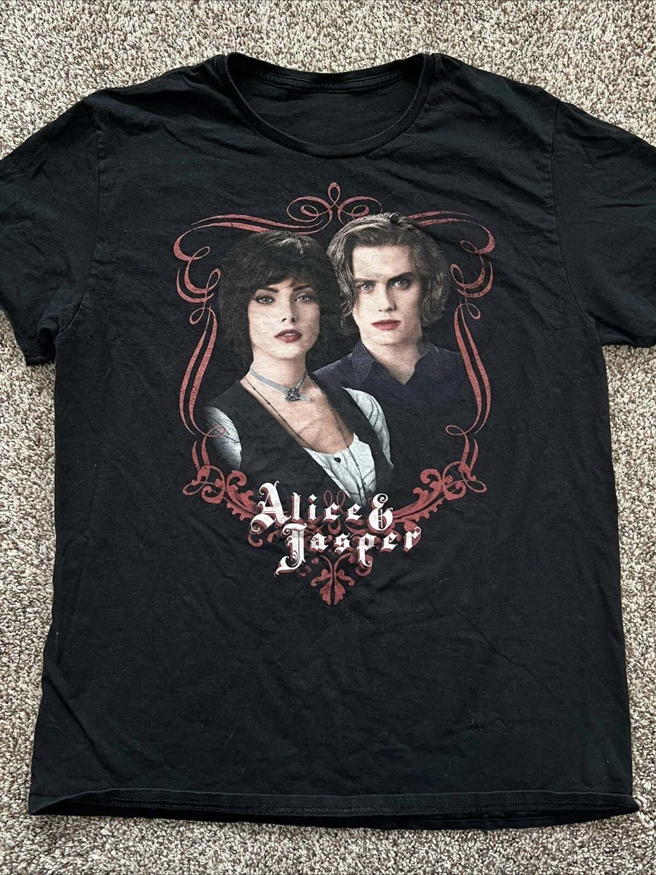 Men'S Large Twilight Alice Jasper Rare T-Shirt Black Casual Non-Stretch Fabric Short Sleeve All-Season Slightly Graphic Unisex