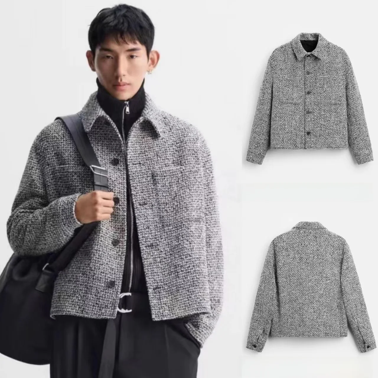 

Мужская рубашка-куртка свободного кроя с длинным рукавом и карманами, новинка Весна 2025, стандартный крой, повседневный молодежный стиль