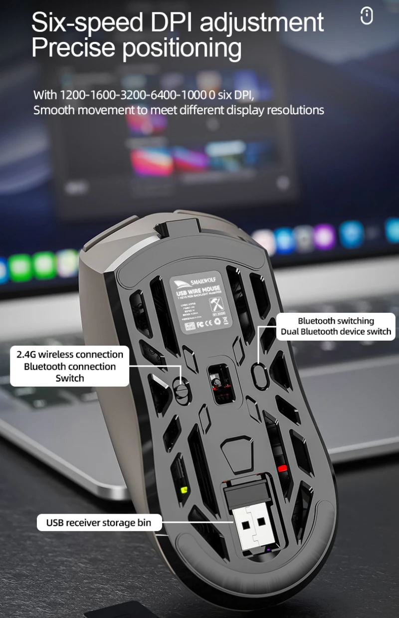Gaming Mouse Wireless Bluetooth Mouse Macro Programming 3 Modes