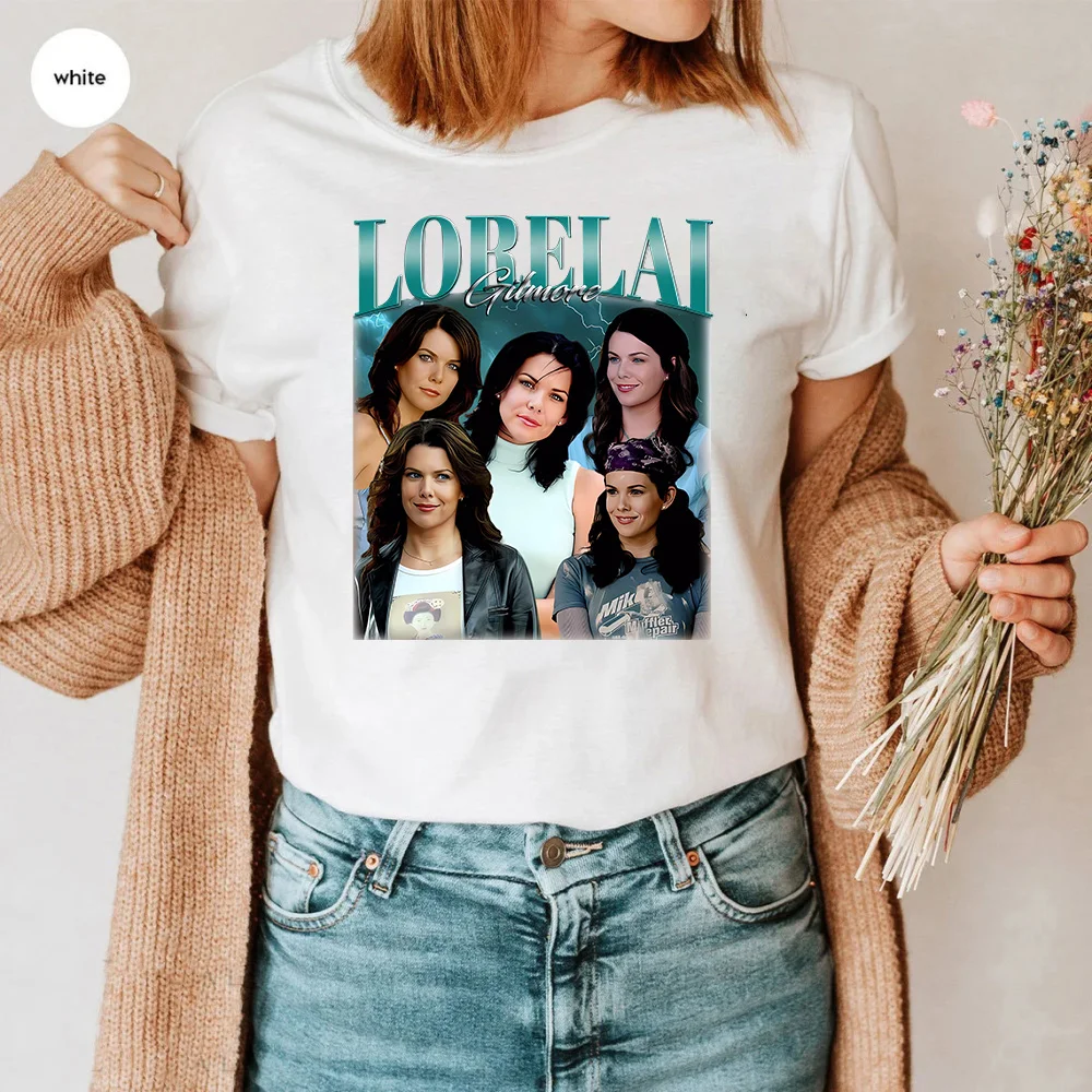 Lorelai gilmore-女の子のTシャツ,男性のTシャツ,レトロスター,透かし彫りのコーヒートップ,ファン限定,ギフト