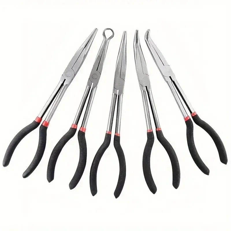 1Set 16inch Multi-purpose Long Nose Pliers Straight Needle Nose Pliers 25 / 45 Degree Curved