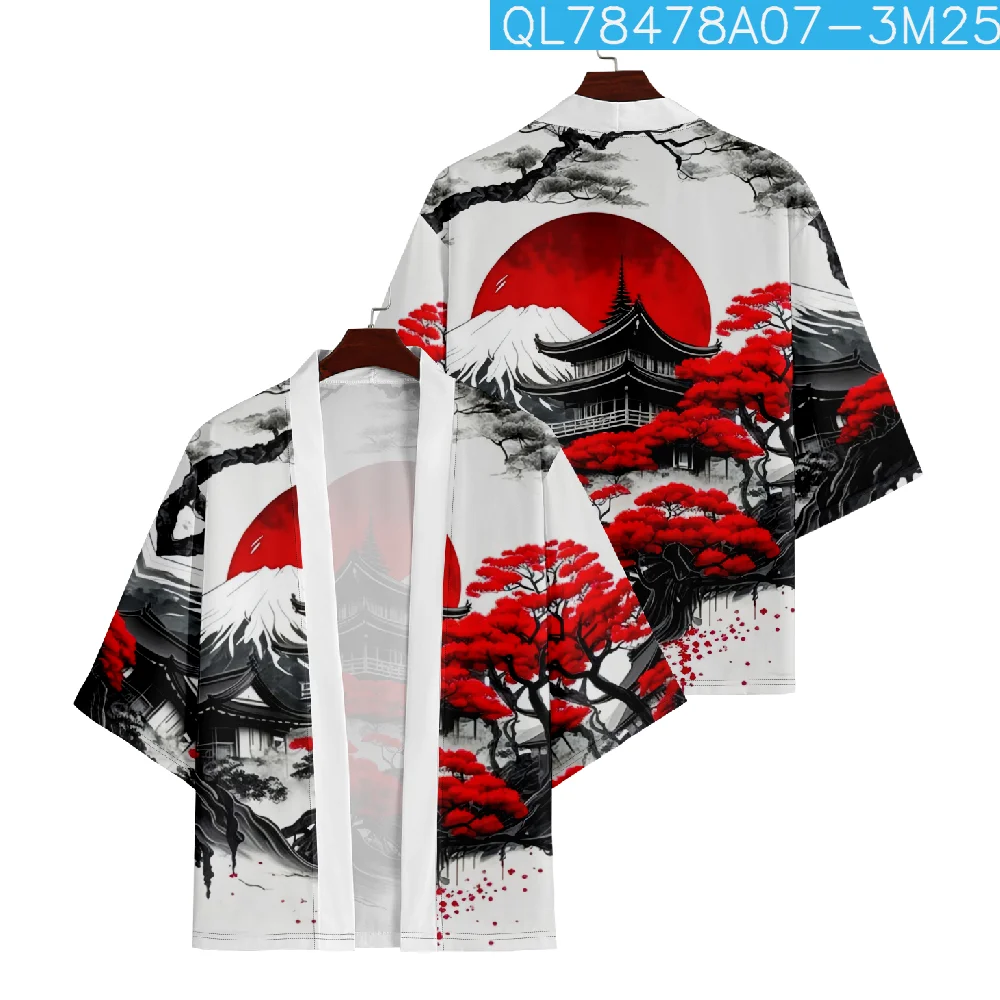 

Fashion Asian Clothing Traditional Japanese Anime Print Kimono Cosplay Haori Men Japan Yukata