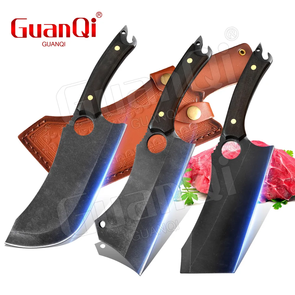 1-3PCS High Carbon Steel Kitchen Knife 5CR15 440C Butcher Knife Sharp Cleaver Knife for Kitchen Handmade Chef Cooking Tools