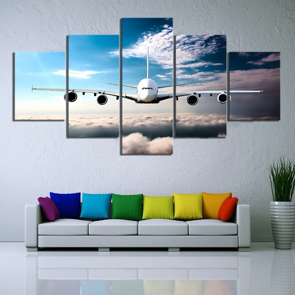 5 Piece Aircraft Wall Art Rocket Aircraft Canvas Painting Print Poster Airplane Pictures Bedroom Home Decoration Unframe Cuadros