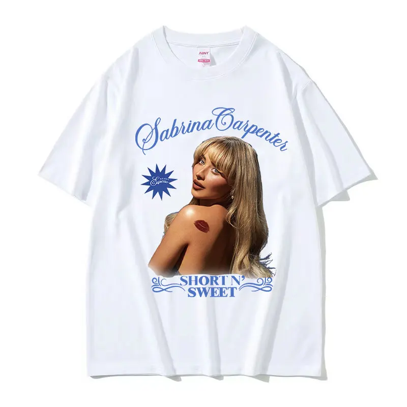 Sabrina Carpenter Short N Sweet 2024 New Album T Shirt Mężczyźni Kobiety Retro Estetyczne Modne T-shirty 100% Bawełna Oversize T-shirt