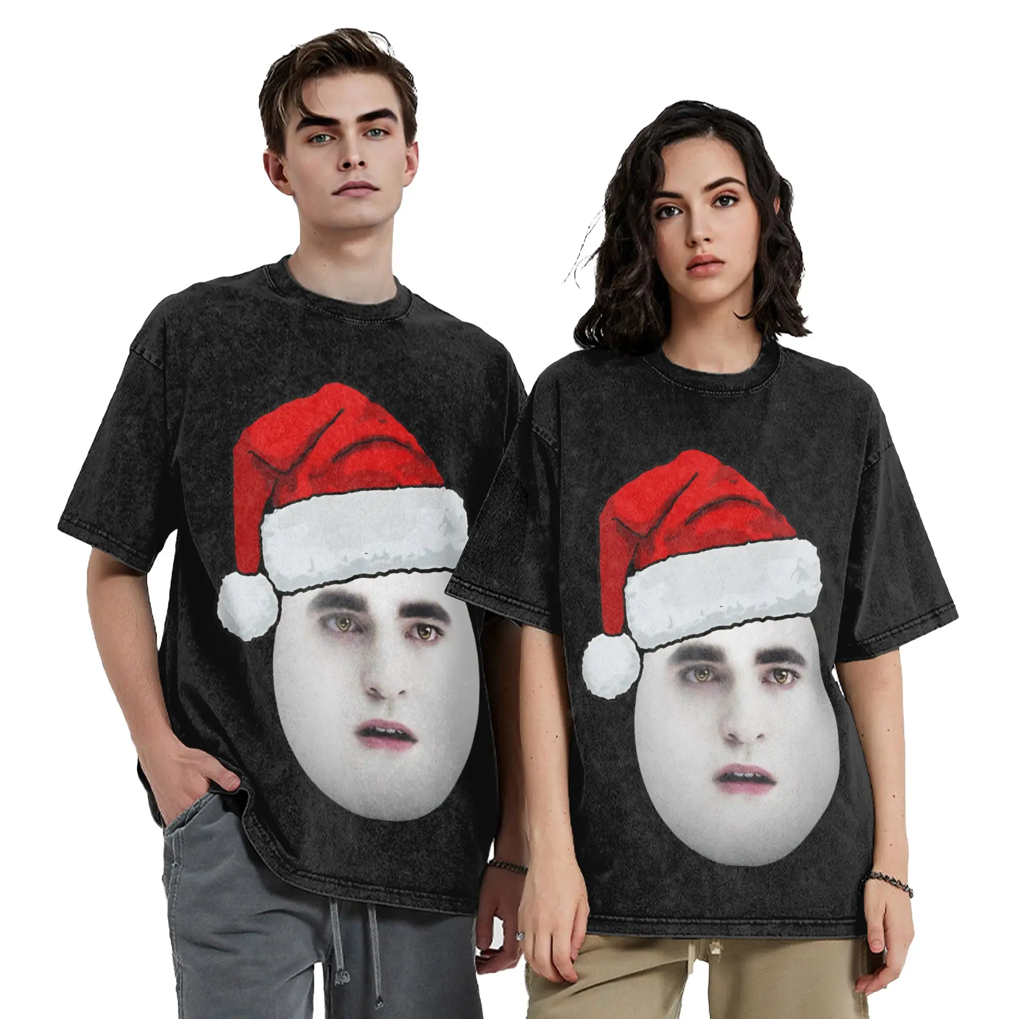 Washed T Shirts Christmas Eggward Funny Meme T-Shirt Twilight Edward Cullen Streetwear Graphic Printed Tops Tee Shirt Men Women