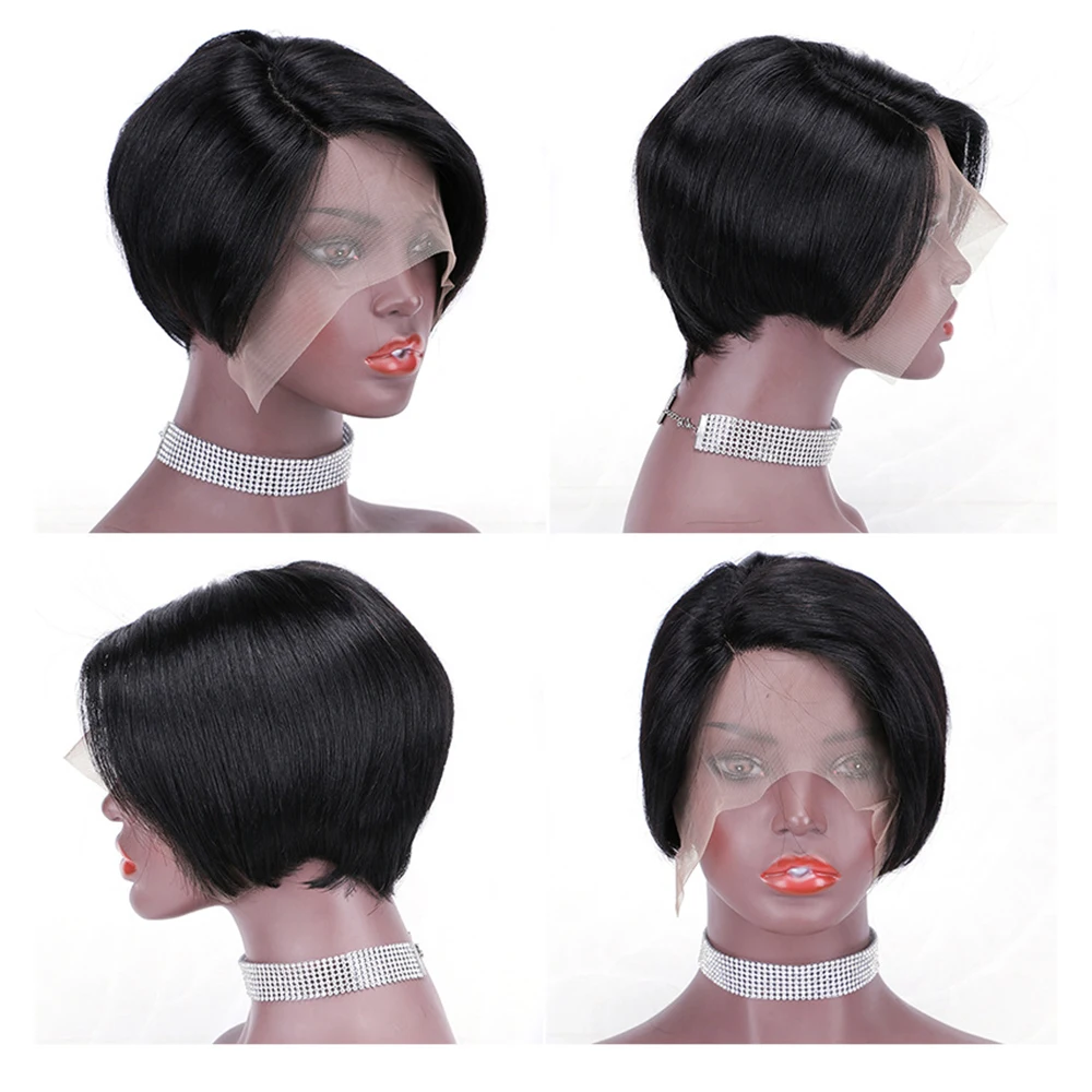 Short Pixie Cut Wig Human Hair Straight Hair 13x4x1 T Part Lace Human Hair Pixie Wigs for Women