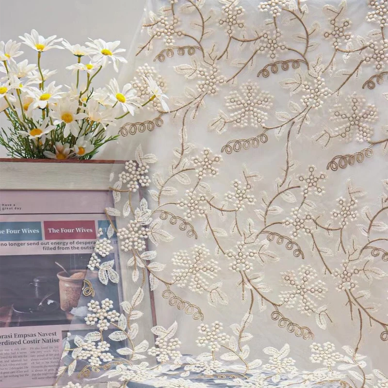 Stereoscopic Embroidery Mesh Gauze Material Nail Flower Wedding Dress Doll Dress Ornament Curtain Decoration Mesh Cloth DIY