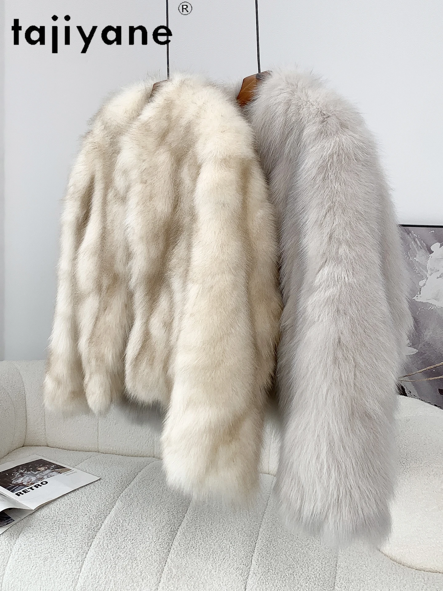 TAJIYANE 100 % natürlicher Fuchspelzmantel für Damen, hochwertige Echtpelzjacken, warme Damen-Oberbekleidung, Winter-Frau-Kleidung, 2025, Beij