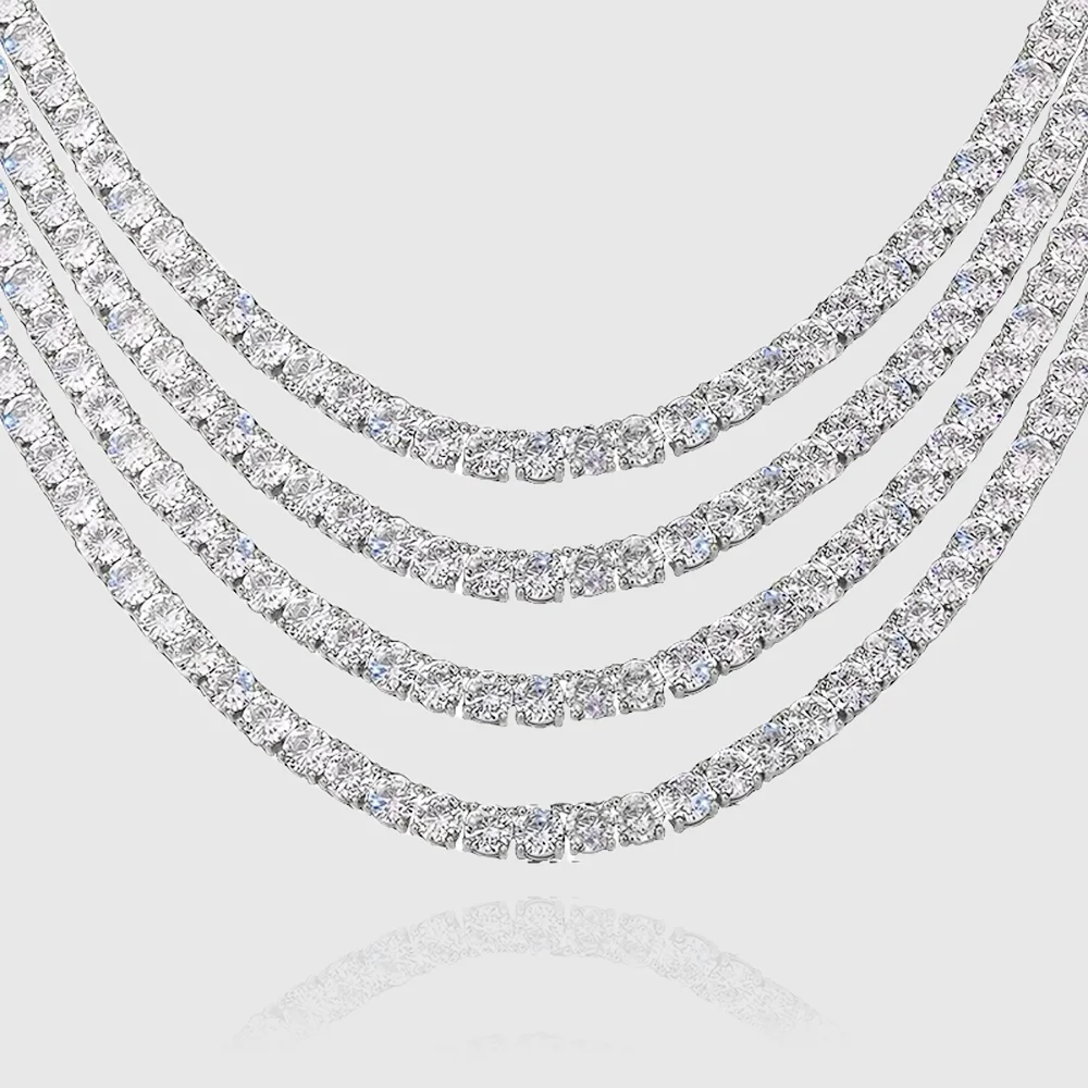 Hip Hop Jewelry 1 Row Iced Out Tennis Chain Bling CZ Men Diamond Cubic Zirconia Choker Necklace Women Drop Shipping