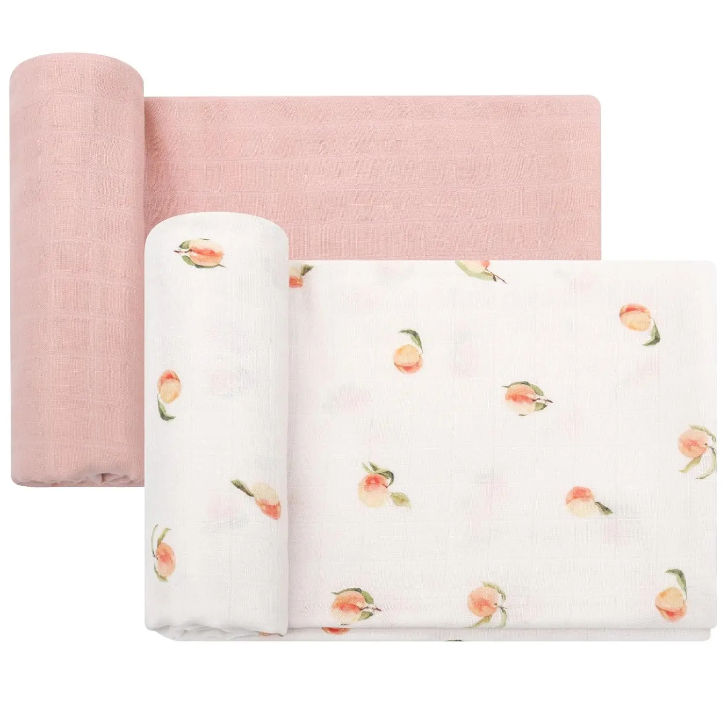

Soft Bamboo-Cotton Swaddle Blanket for Newborns, Large 47x47 Inches, Peach Pink - Cozy & Breathable