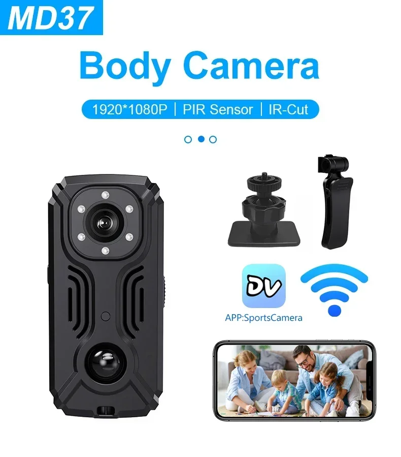 

HD 1080P MD31 Mini PIR Video Body Camera Back Clip Photography DV Smart CameraRecorder Motion Activated Small For Car Nanny Cam