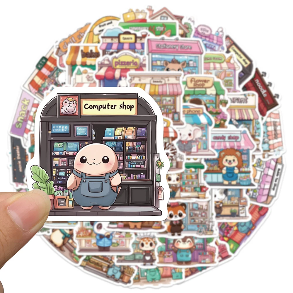 10/30/50 Stuks Leuke Creatieve Dier Winkel Stickers Kawaii Cartoon Decals Diy Waterfles Notebook Telefoon graffiti Sticker Kinderen Speelgoed