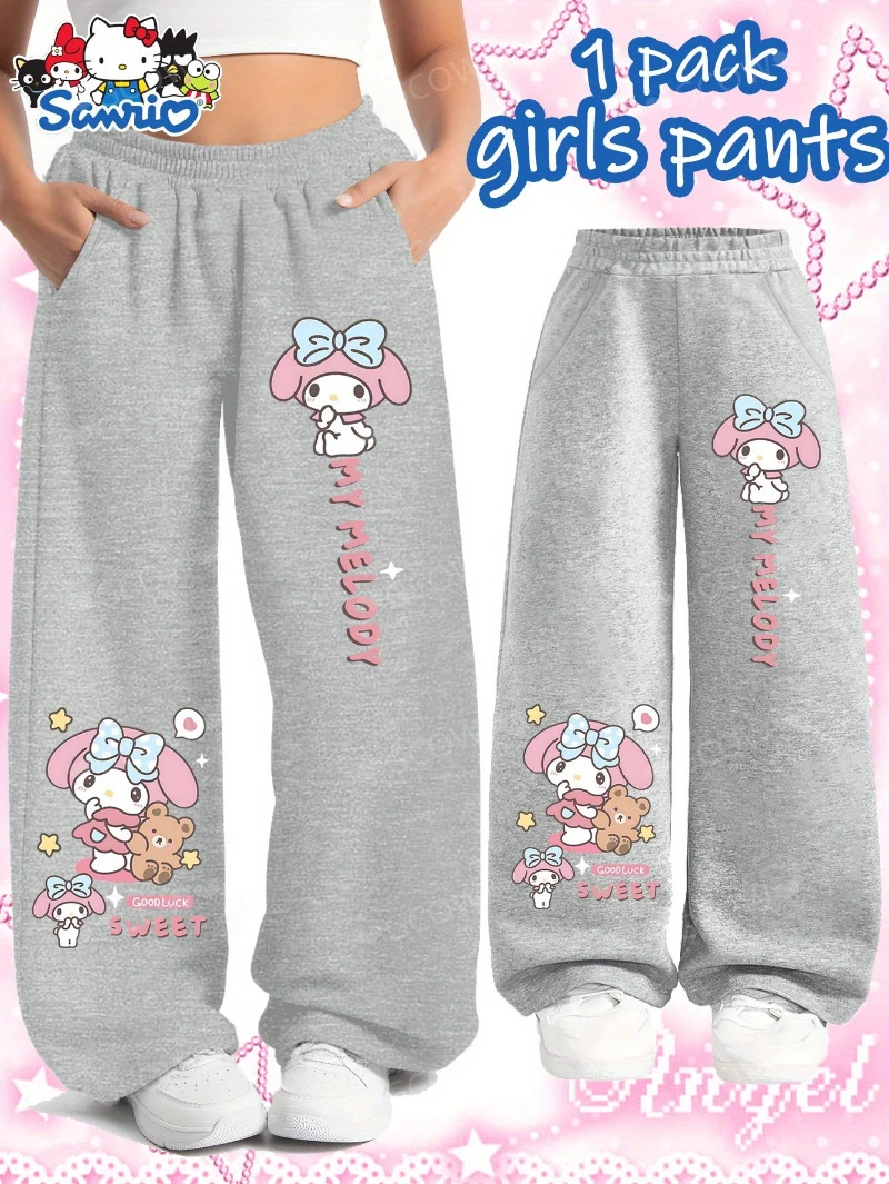 

Официальные брюки Sanrio для Хэллоуина — милые прямые брюки для девочек с карманами, прочная полиэфирная ткань, мягкая и дышащая
