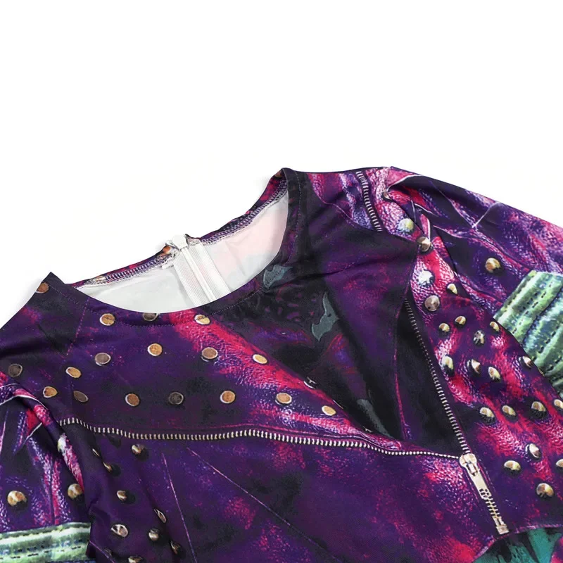 Disfraz de descendientes de Halloween para niñas, jeux populares, Cosplay para niños, mono impreso con cremallera,