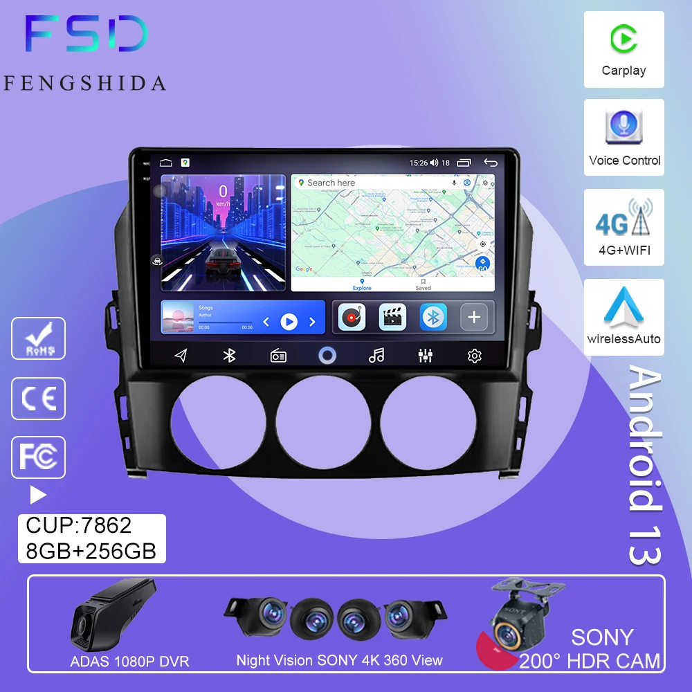 

Android Auto For Mazda MX-5 MX5 III 3 NC 2005 - 2015 Car Radio Multimedia Player Stereo Carplay Autoradio 5G Wifi TB No 2Din DVD