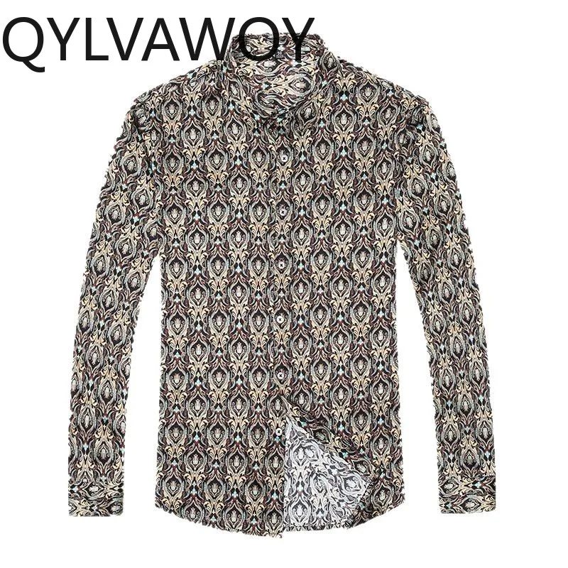 QYLVAWOY 90.8% Mulberry Silk Shirts Spring Autumn Men's Shirts Long Sleeve Shirts for Men Ironless Menswear Clothing Tops Casual