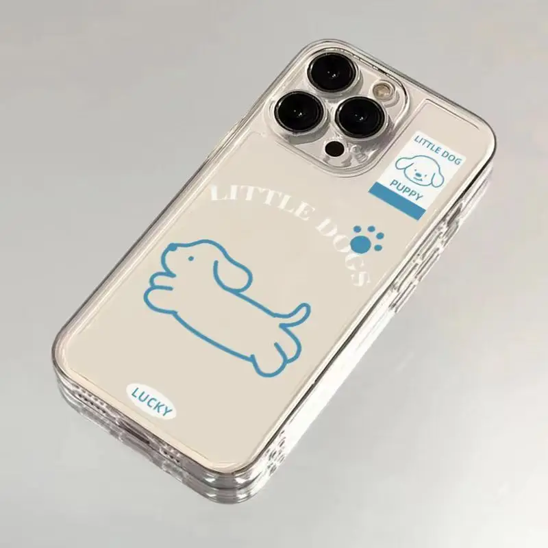Custodia per telefono Dog Running per iPhone 16 15 14 13 12 11 Pro XS MAX 7 XR 8 7 Plus Cover trasparente Fundas