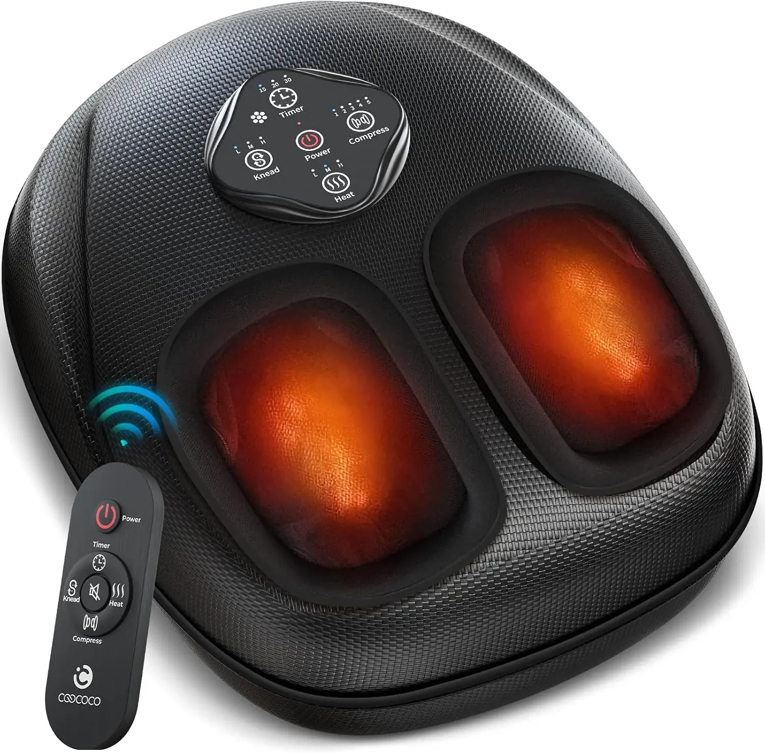 Foot Massager with Heat & Remote for Home Office Use | FSA Eligible, Shiatsu Kneading & 5-Level Compression for Plantar