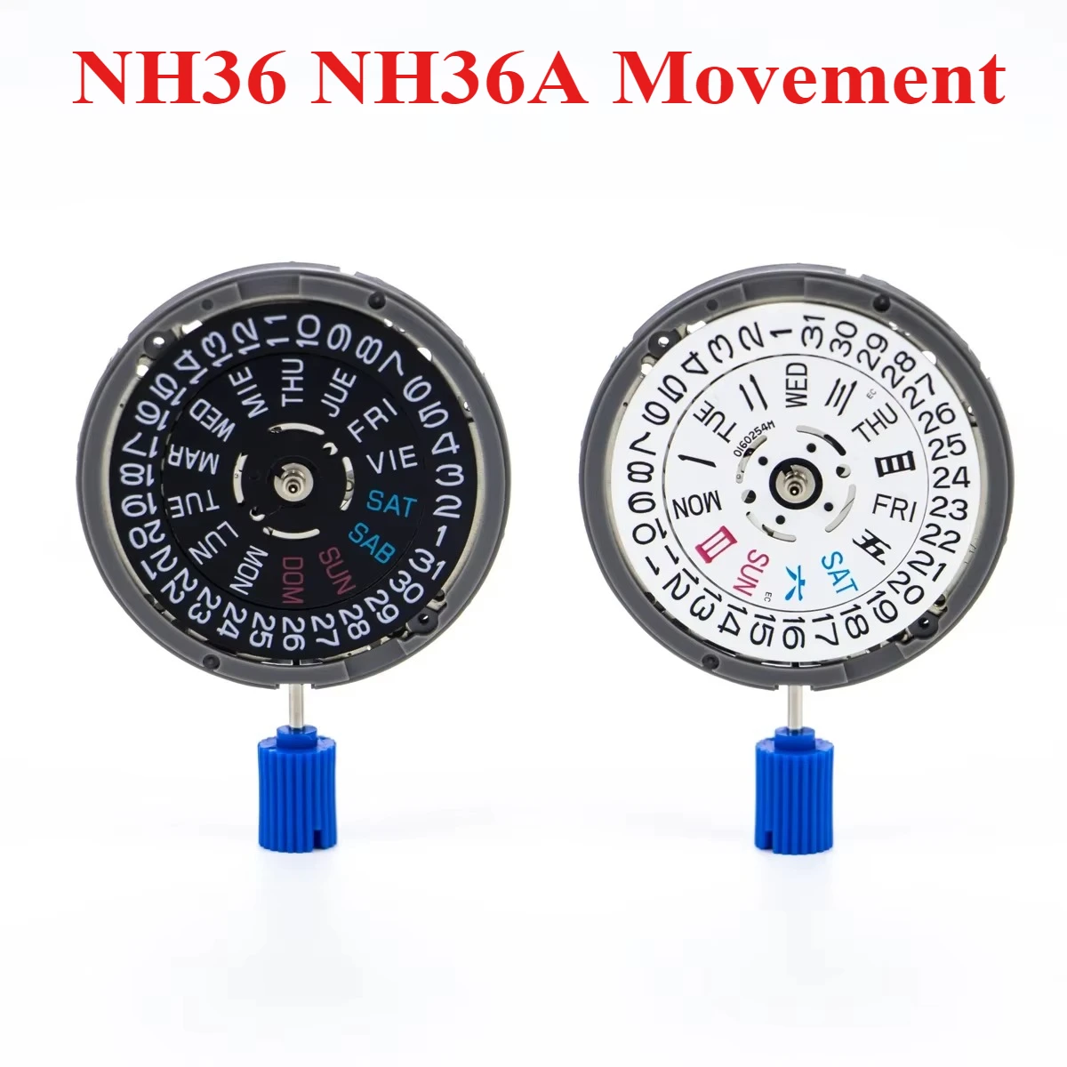 NH36 NH36A Automatic Watch Movement  At 3.0/4.5 O'Clock White Black Disc Stem 24 Jewels For NH36 NH36A DIY Watchmaker Mod Part