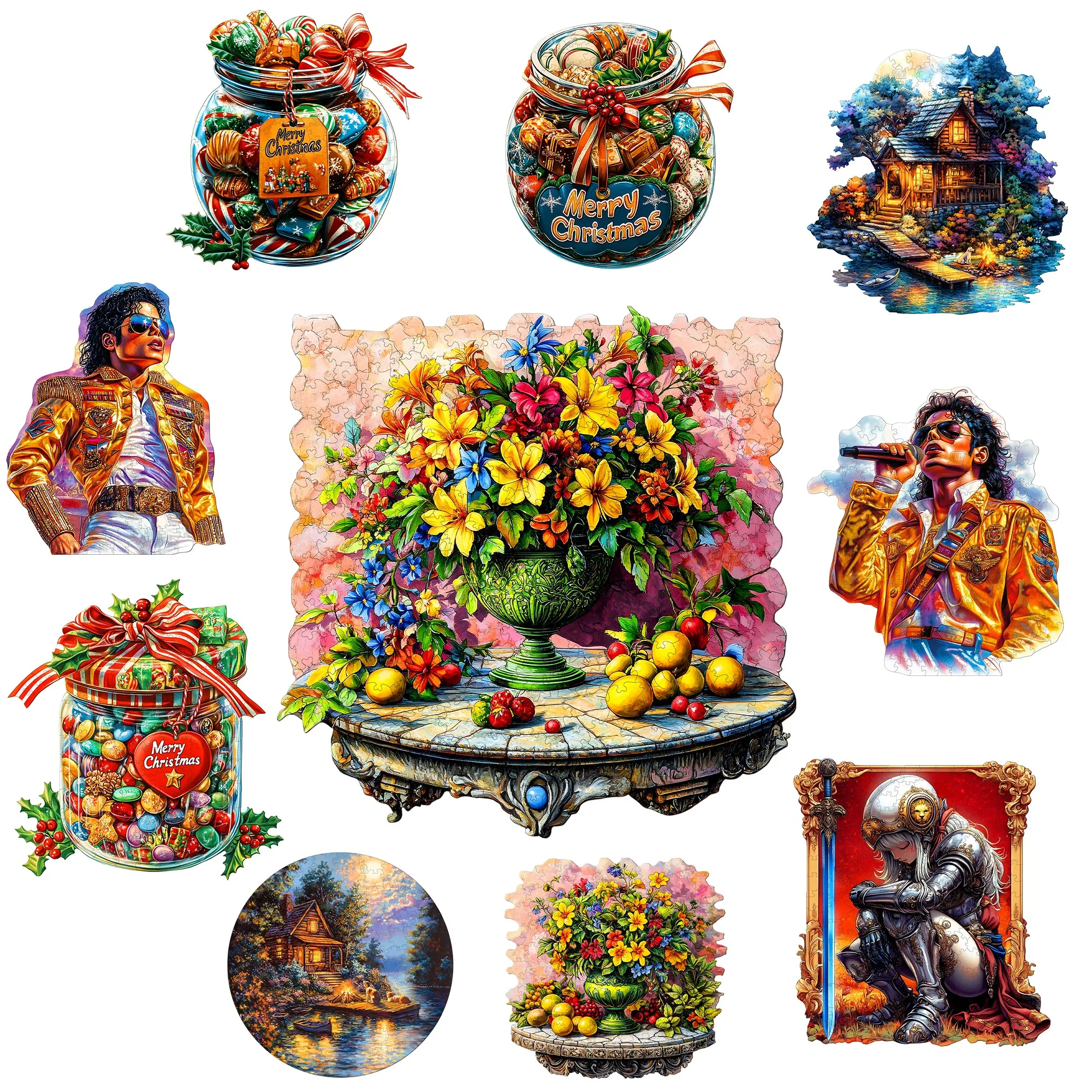 Flowers and Beautiful Scenery Theme Wooden Jigsaw Puzzle Wooden Decor Painting Christmas and Halloween Gift Toy For Teen And Kid