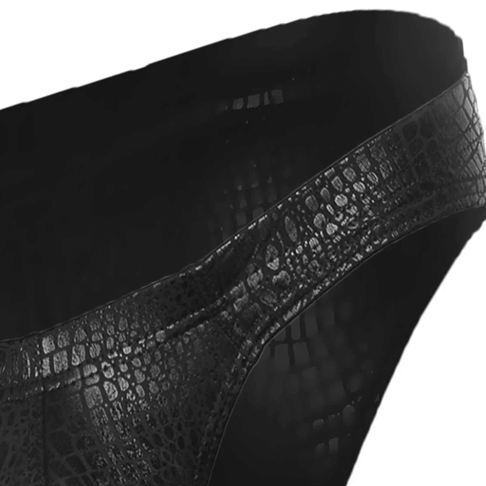 Herren-Unterwäsche, Kunstleder-Slips, sexy Schlangenhaut-Kostüm, mit verstärktem Bereich für die Vorderseite, „Wet-Look“-Unterhose, ultradünne Slips, Herren-Slips. – Detail 5