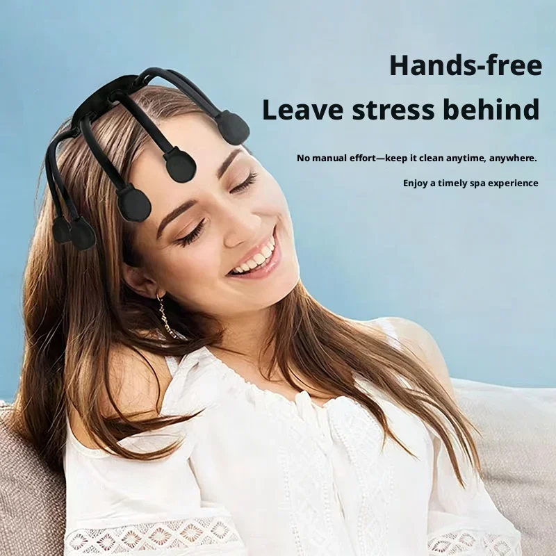 Cordless USB Rechargeable Octopus Scalp Massager 360° Rotatable Claws Stress Relief Hair Care Head Relaxer Portable Travel Gift