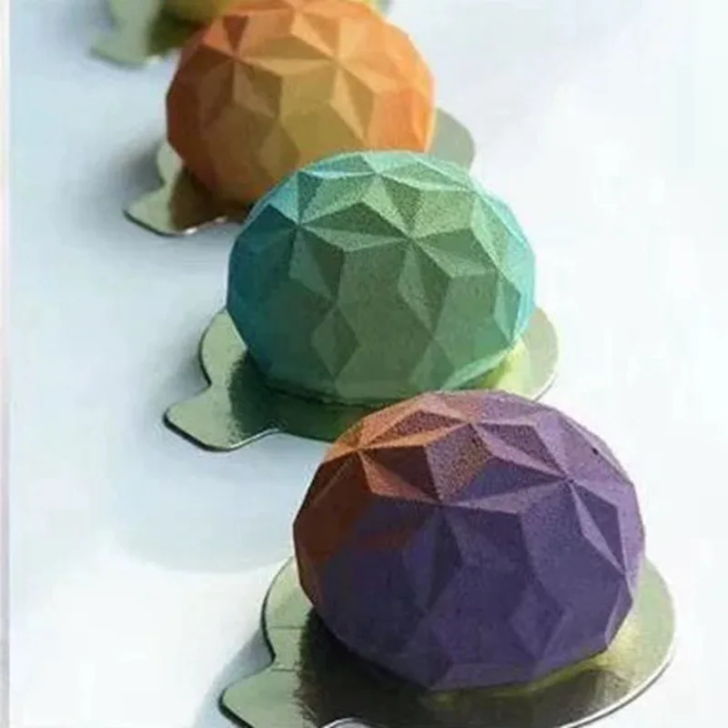 

New 3D Diamend Dessert Mold Silicone Cake Mousse Mold Food Grade Silicone Forms for Baking 6 Cavity Cake Mold
