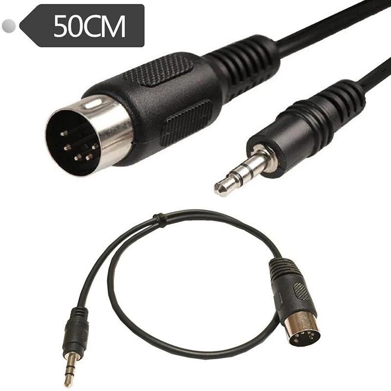 3.5mm Stereo Jack Audio Cable 3.5 Mm Aux Male To MIDI Din 5 Pin MIDI Male Female Plug 0.5m For Microphone MIC 1Pcs