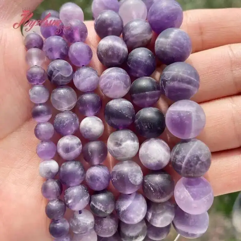 Natural Dream Amethyst Round Stone Beads Strand 15