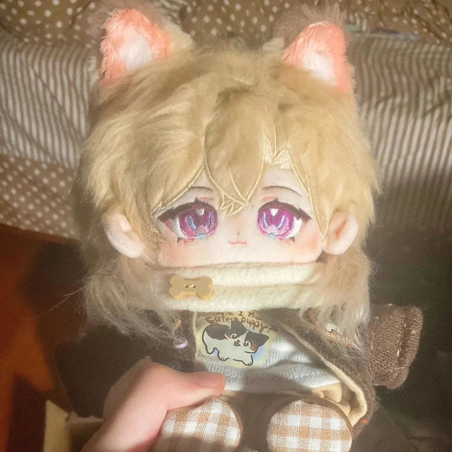 20cm Anime Honkai: Star Rail Aventurine Cute Ear Cosplay Figure Plush Doll Cotton Body Dress Up Clothes Outfit Stuffed Toys Gift