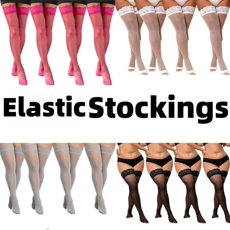Modische, elastische, lässige, rutschfeste, lange Socken mit Spitze, transparente, knielange, schwarze Netzstrümpfe für Damen, 3XL, 4XL, 5XL, bis 100 kg.