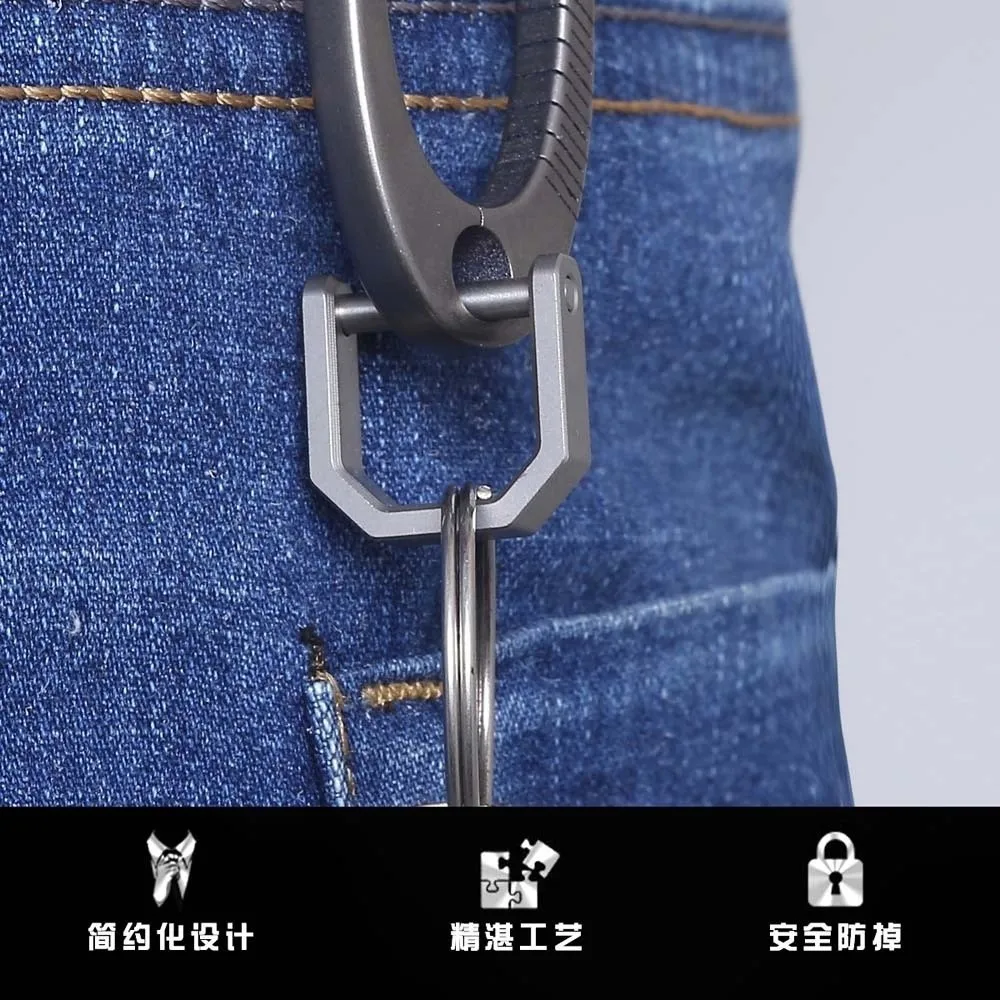 

Durable Polyester Titanium Alloy Key Chain Anti-lost Adorable D-shaped Key Ring Multifunctional with Screw Mini Buckle Outdoor