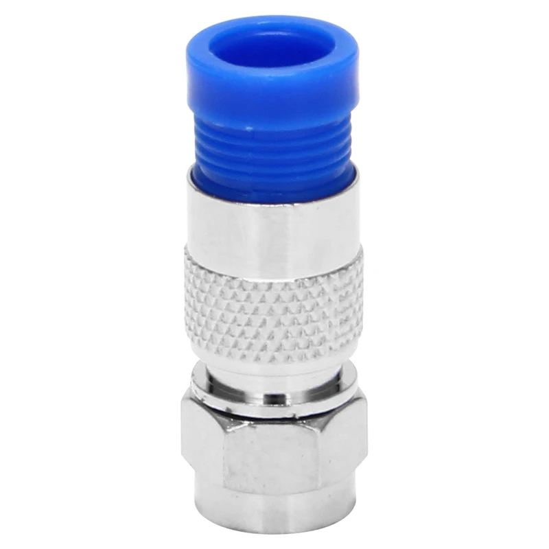 Rg6 F Type Connector Coax Coaxial Compression Fitting 20 Pack (Blue)