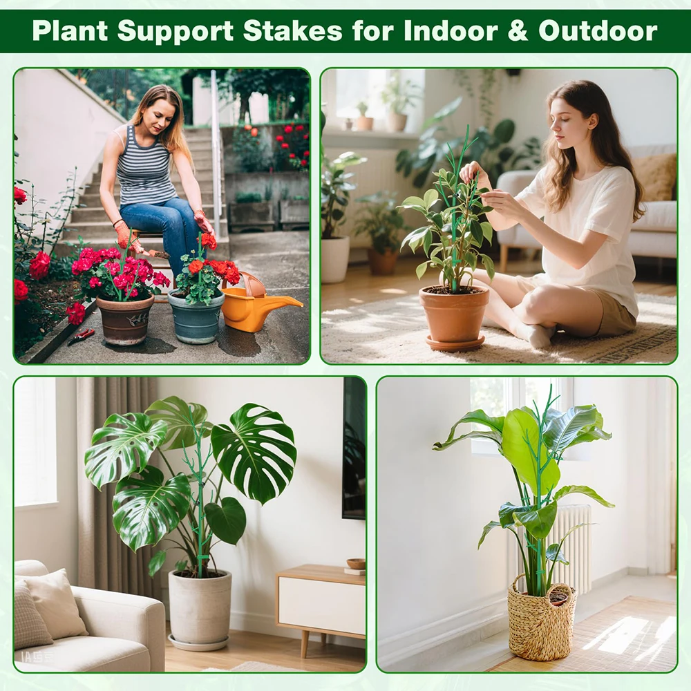30/60/90cm Twig Plant Support 3pcs Bracket Tree Branch Plants Stakes Detachable Trellis for Garden Potted Flower Moss Pole