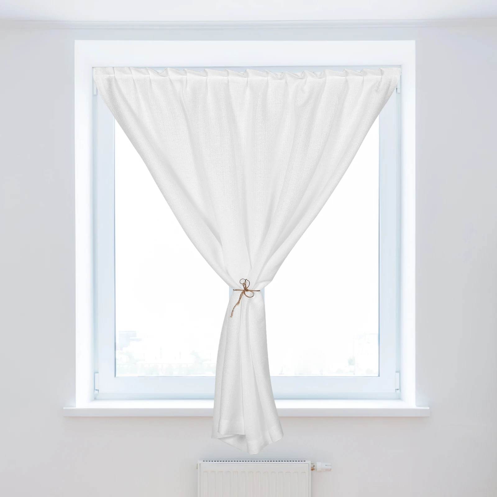 

No Drill Self Adhesive White Sheer Curtain Light Filtering Semi Shading for Living Room Bedroom Kitchen Stylish Drapery